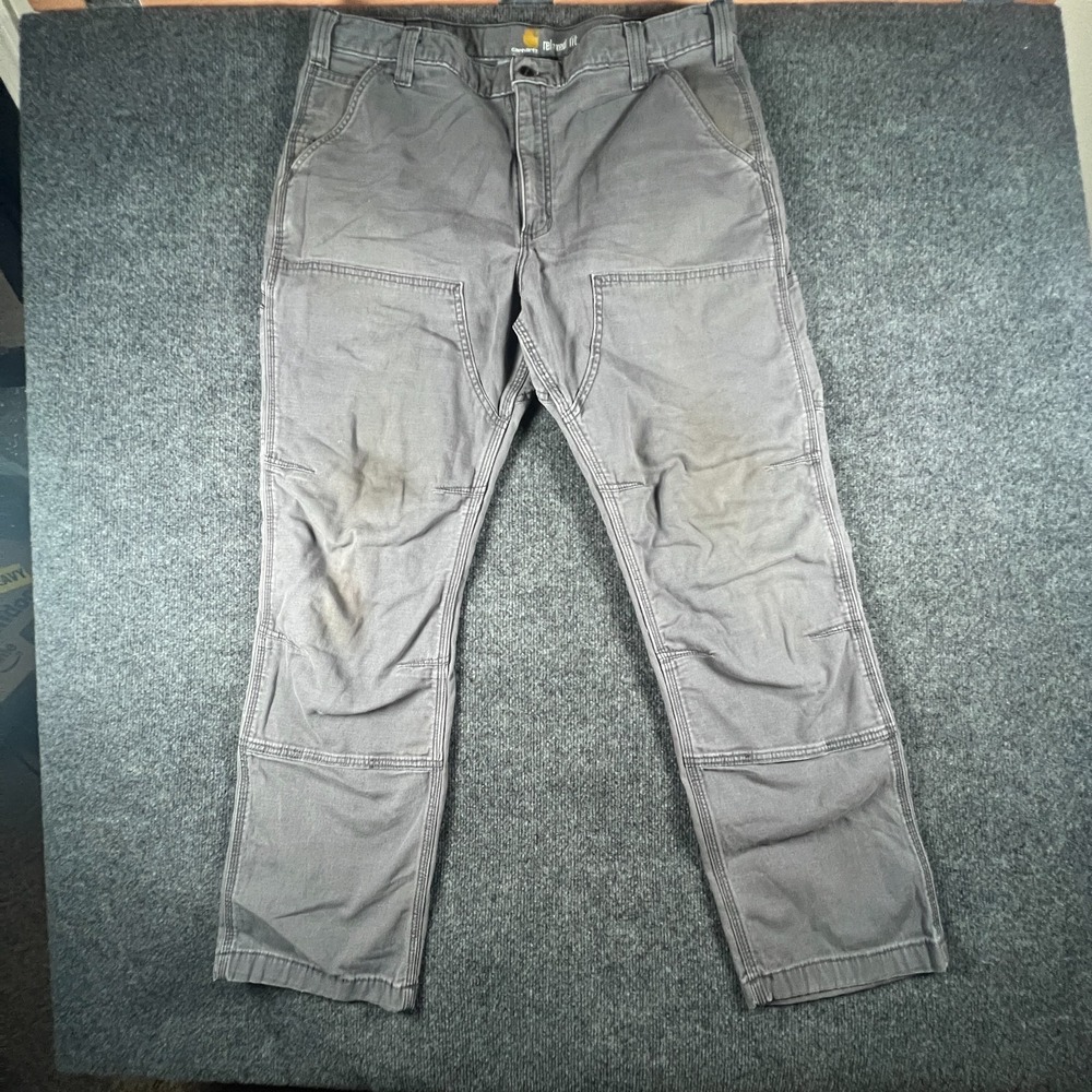 Carhartt Rugged Flex Rigby Double Front Pants‎ Mens 38x31.5 Gray Cotton Relaxed